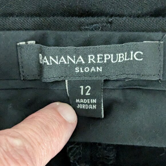 BANANA REPUBLIC SLOAN Black Mid-Rise Front Zip Career Ankle Pants; Size 12 - Picture 4 of 5